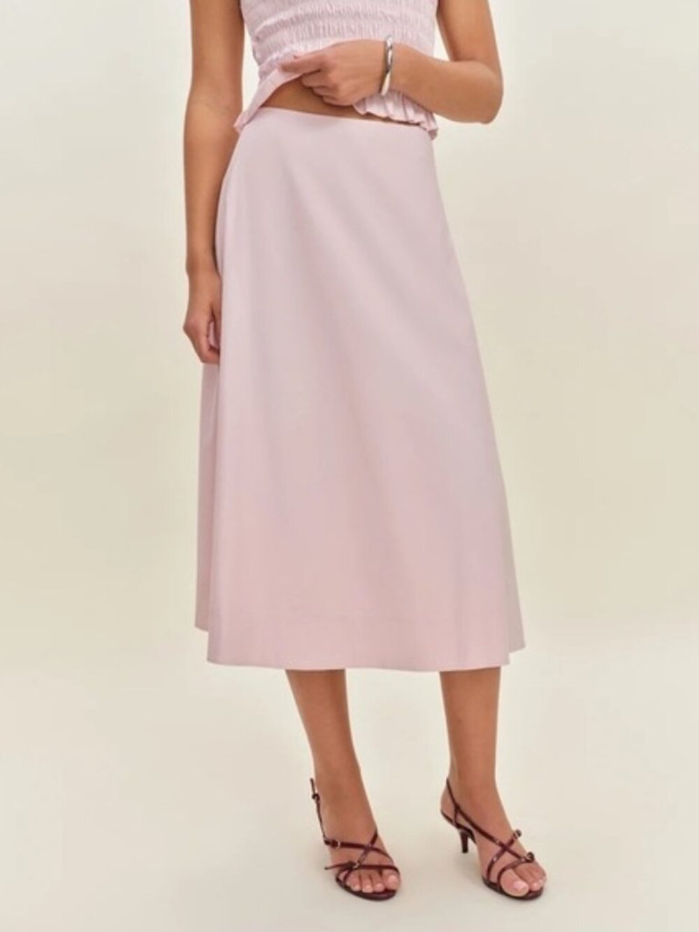 NEW Reformation Laguna Two Piece Matching Midi Set Cherry Blossom Pink US 6 UK10 - Picture 2 of 13